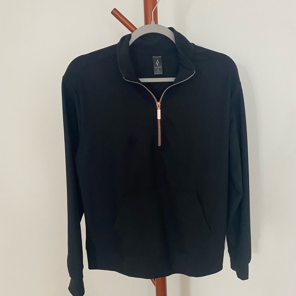 Skechers Women's Black Half-Zip Sweater with Rose Gold Zipper